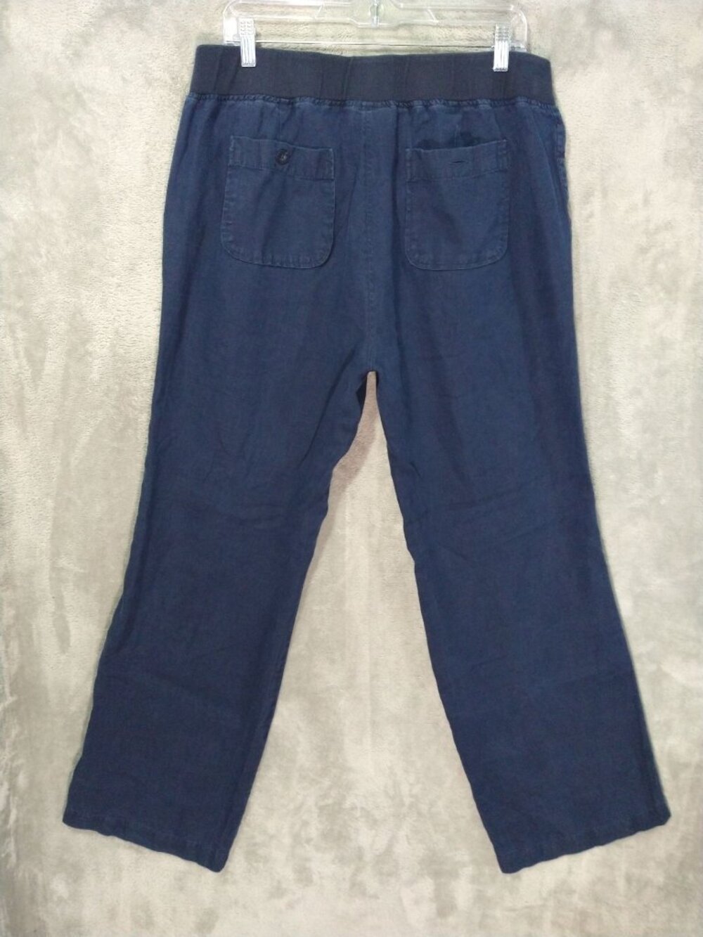 Athleta Cabo Pants Womens 14 Navy Blue Linen Wide Leg Pull On Mid Rise Beachy - Picture 2 of 10
